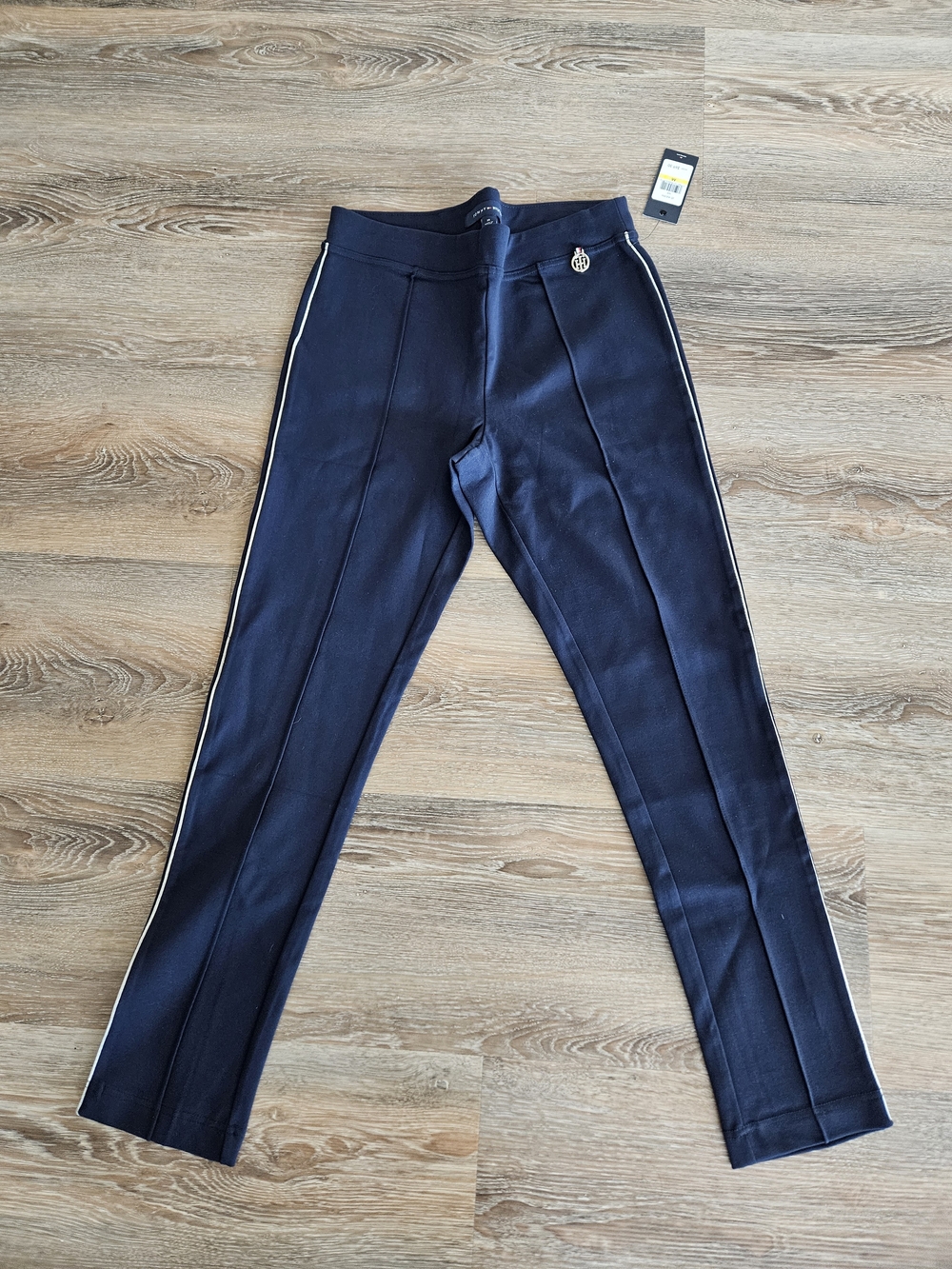 Tommy Hilfiger Navy Pants with White Side Stripe For Womens